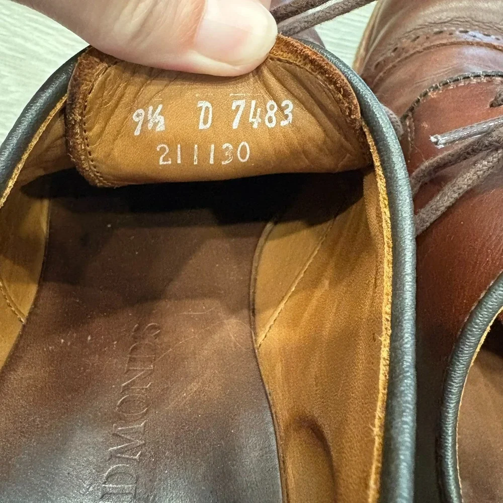 Allen Edmonds Mens Tan Brown Cap Toe Lace Up Classic Leather Dress Shoes Sz 9.5D